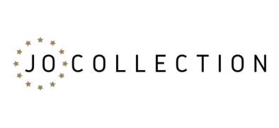 JO Collection logo with decorative elements on a white background