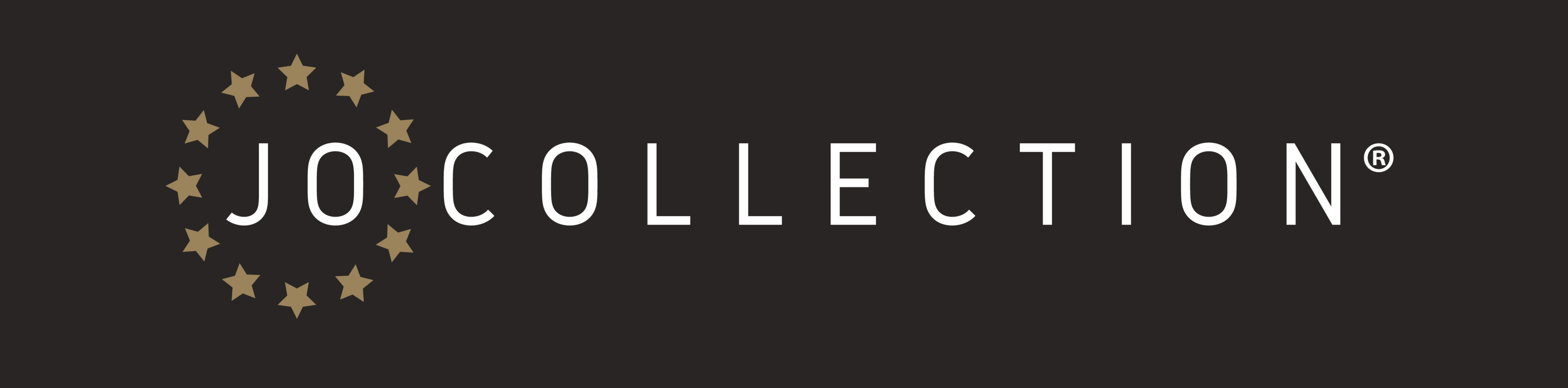 JO Collection logo on a black background